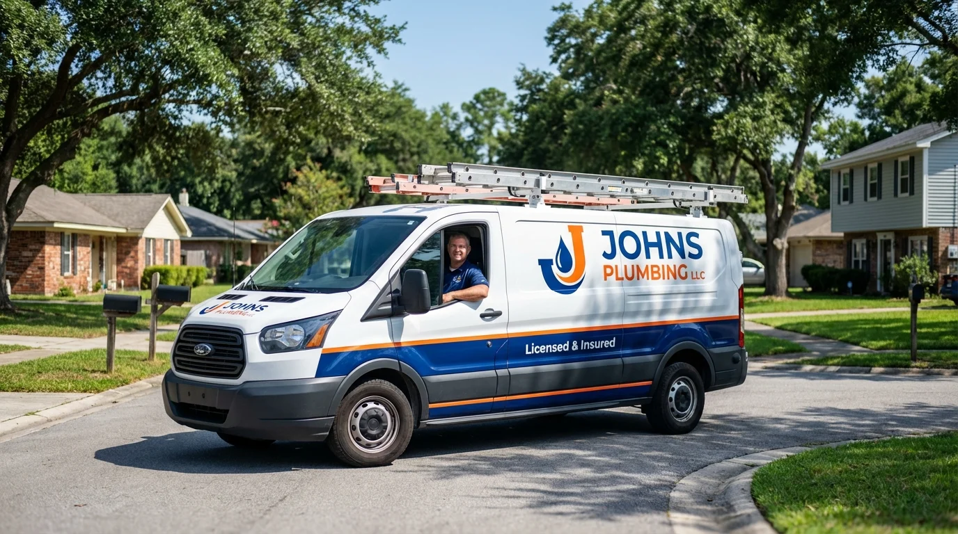 Johns Plumbing LLC service van in Wellington, OH
