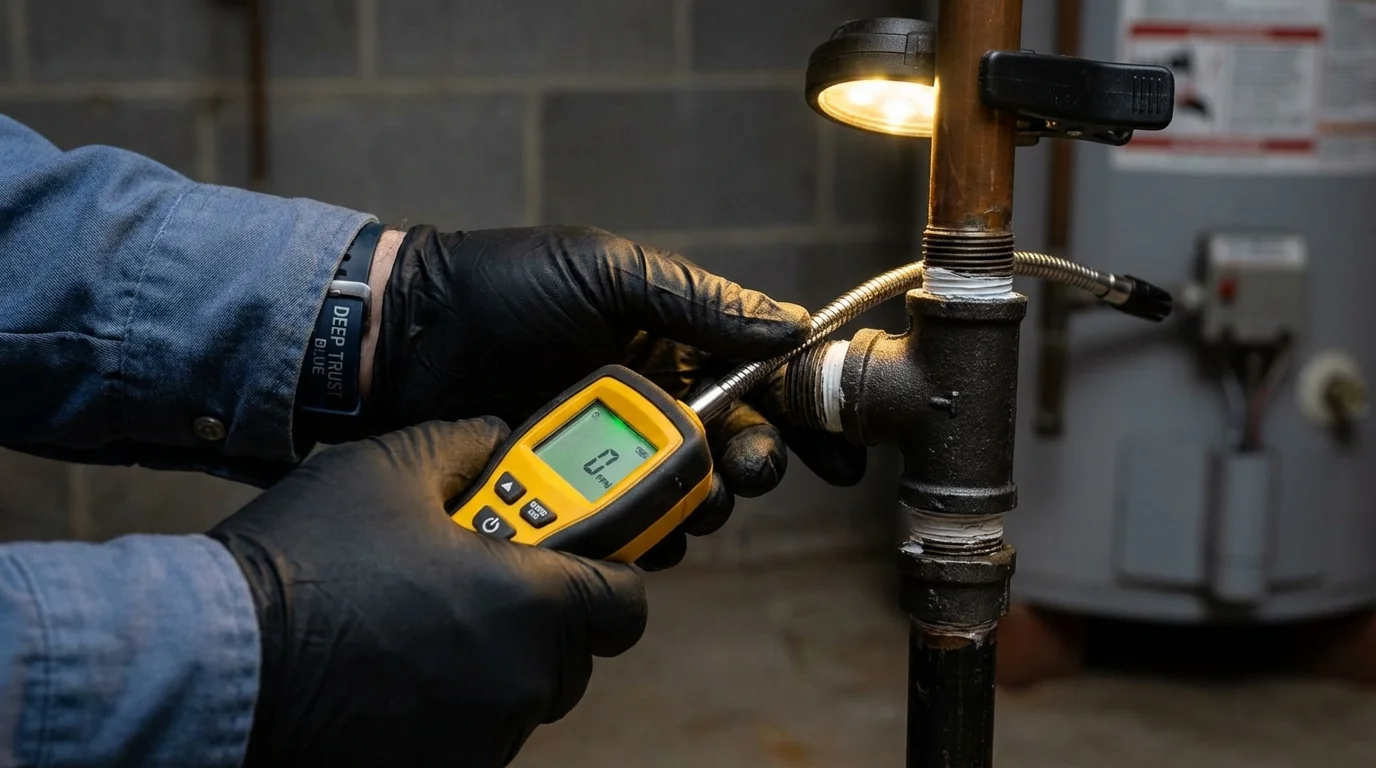 Gas leak detection with electronic sniffer by Johns Plumbing LLC in Wellington